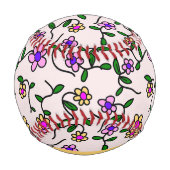Farbige Blume, rosa Hintergrund, gelb Baseball (Rückseite)