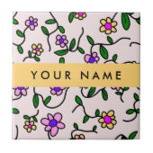 Farbige Blume, rosa Hintergrund, gelb Fliese (Vorderseite)