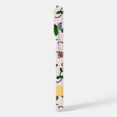 Farbige Blume, rosa Hintergrund, gelb iPhone Hülle (Linke Seite)