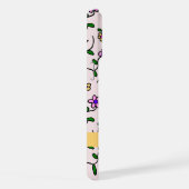 Farbige Blume, rosa Hintergrund, gelb iPhone Hülle (Rechte Seite)