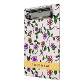 Farbige Blume, rosa Hintergrund, gelb Mini Klemmbrett (Gewinkelt2)