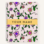 Farbige Blume, rosa Hintergrund, gelb Notizblock (Vorderseite)