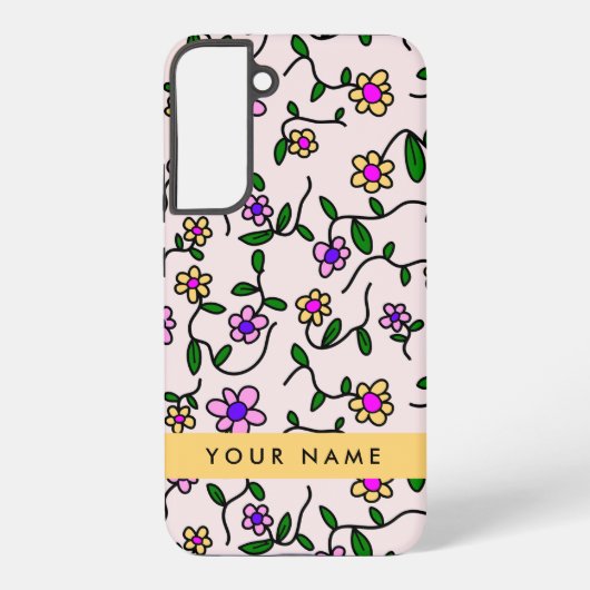 Farbige Blume, rosa Hintergrund, gelb Samsung Galaxy Hülle (Rückseite)