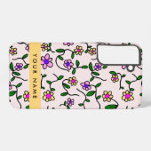 Farbige Blume, rosa Hintergrund, gelb Samsung Galaxy Hülle (Rückseite (Horizontal))