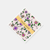 Farbige Blume, rosa Hintergrund, gelb Serviette (Ecke)