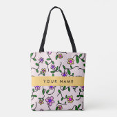 Farbige Blume, rosa Hintergrund, gelb Tasche (Rückseite)