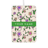 Farbige Blume, rosa Hintergrund, grün Autolufterfrischer (Vorderseite)