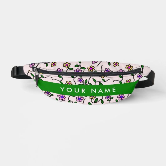 Farbige Blume, rosa Hintergrund, grün Bauchtasche (Vorderseite)
