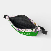 Farbige Blume, rosa Hintergrund, grün Bauchtasche (Offen)