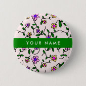 Farbige Blume, rosa Hintergrund, grün Button (Vorderseite)