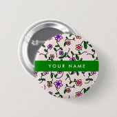 Farbige Blume, rosa Hintergrund, grün Button (Vorne & Hinten)