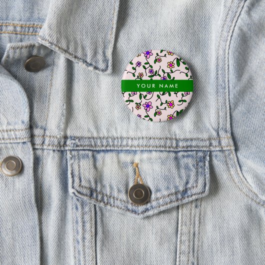 Farbige Blume, rosa Hintergrund, grün Button (Beispiel)