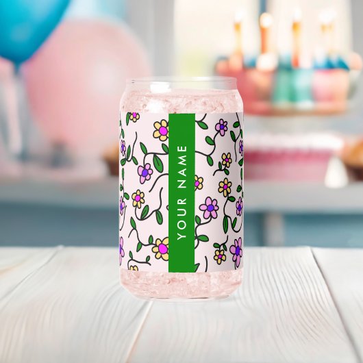 Farbige Blume, rosa Hintergrund, grün Dosenglas (Insitu (Baby Party))