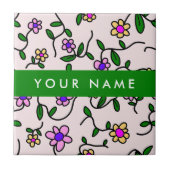 Farbige Blume, rosa Hintergrund, grün Fliese (Vorderseite)