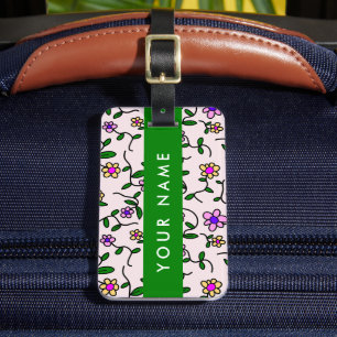 Farbige Blume, rosa Hintergrund, grün Gepäckanhänger