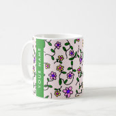 Farbige Blume, rosa Hintergrund, grün Kaffeetasse (Vorderseite Links)