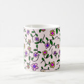 Farbige Blume, rosa Hintergrund, grün Kaffeetasse (Mittel)