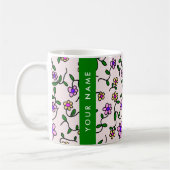 Farbige Blume, rosa Hintergrund, grün Kaffeetasse (Links)