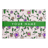 Farbige Blume, rosa Hintergrund, grün Kissenbezug (Rückseite)