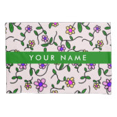 Farbige Blume, rosa Hintergrund, grün Kissenbezug (Vorderseite)