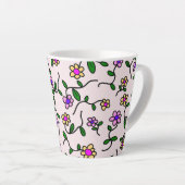 Farbige Blume, rosa Hintergrund, grün Milchtasse (Rechte Ecke)