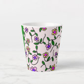 Farbige Blume, rosa Hintergrund, grün Milchtasse (Vorderseite)