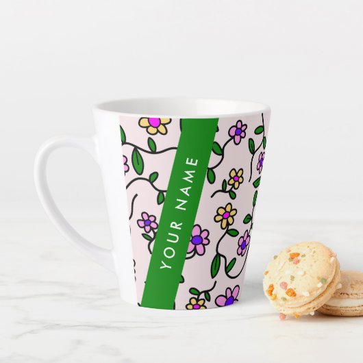 Farbige Blume, rosa Hintergrund, grün Milchtasse (Beispiel)