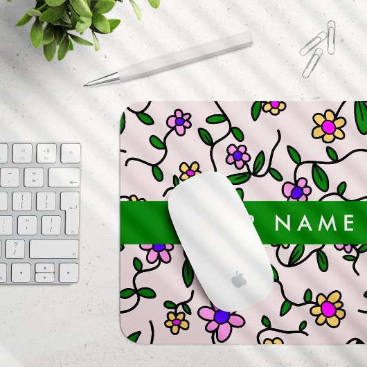 Farbige Blume, rosa Hintergrund, grün Mousepad
