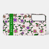 Farbige Blume, rosa Hintergrund, grün Samsung Galaxy Hülle (Rückseite (Horizontal))