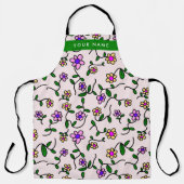 Farbige Blume, rosa Hintergrund, grün Schürze (Vorderseite)