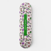 Farbige Blume, rosa Hintergrund, grün Skateboard (Vorderseite)