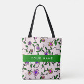 Farbige Blume, rosa Hintergrund, grün Tasche (Rückseite)