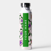 Farbige Blume, rosa Hintergrund, grün Trinkflasche (Links)