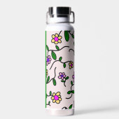 Farbige Blume, rosa Hintergrund, grün Trinkflasche (Rückseite)