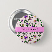 Farbige Blume, rosa Hintergrund, rosa Button (Vorne & Hinten)