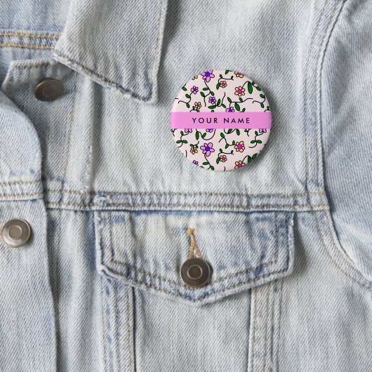 Farbige Blume, rosa Hintergrund, rosa Button (Beispiel)