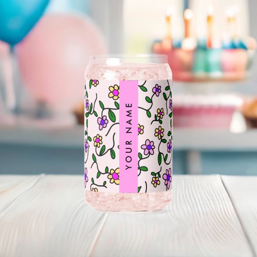 Farbige Blume, rosa Hintergrund, rosa Dosenglas (Insitu (Baby Party))