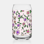 Farbige Blume, rosa Hintergrund, rosa Dosenglas (Links)