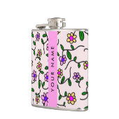 Farbige Blume, rosa Hintergrund, rosa Flachmann (Links)