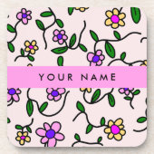 Farbige Blume, rosa Hintergrund, rosa Getränkeuntersetzer (Vorderseite)