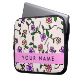 Farbige Blume, rosa Hintergrund, rosa Laptopschutzhülle (Vorderseite Links)