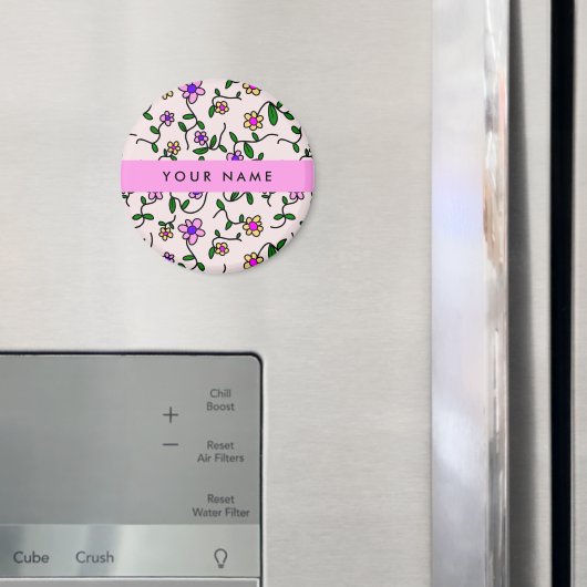 Farbige Blume, rosa Hintergrund, rosa Magnet (In Situ (Kühlschrank))