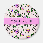 Farbige Blume, rosa Hintergrund, rosa Magnet (Vorne)