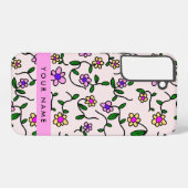 Farbige Blume, rosa Hintergrund, rosa Samsung Galaxy Hülle (Rückseite (Horizontal))