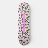 Farbige Blume, rosa Hintergrund, rosa Skateboard (Vorderseite)