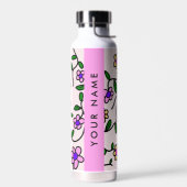 Farbige Blume, rosa Hintergrund, rosa Trinkflasche (Links)