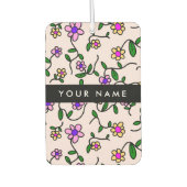 Farbige Blume, rosa Hintergrund, schwarz Autolufterfrischer (Vorderseite)