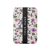 Farbige Blume, rosa Hintergrund, schwarz Badematte (Vorderseite Vertikal)