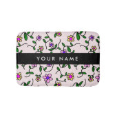 Farbige Blume, rosa Hintergrund, schwarz Badematte (Vorderseite)