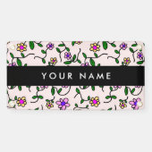 Farbige Blume, rosa Hintergrund, schwarz Banner (Horizontal)